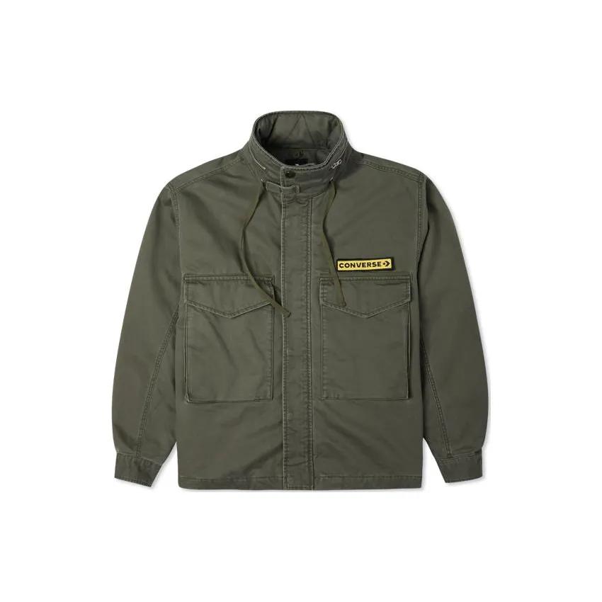 Converse Jackets Men's Green Stand Collar Moderate Workwear (Unisex) Jackets 10024189 A01