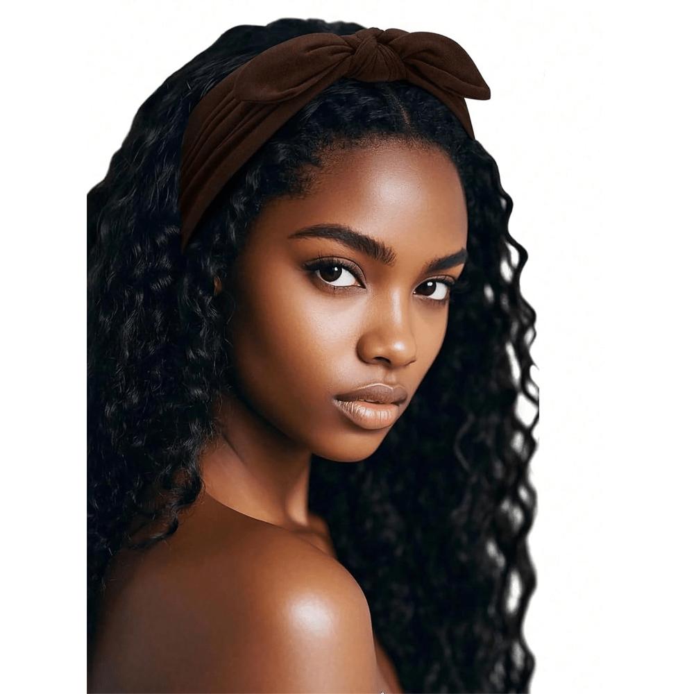 Black Bow Wide Headbands For Women, Non-Slip Yoga/Workout Headwraps, Hair Accessories Made Of Fiber Turban Headband Sweatband Hair Band