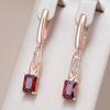 Блестящие квадратные красные серьги-подвески с натуральным цирконом для женщин цвета розового золота, высококачественные, повседневные, изысканные, винтажные ювелирные изделия