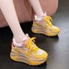 Модные кроссовки на среднем каблуке для женщин, горячая распродажа, осенняя резиновая женская обувь, шнуровка, воздушная сетка, женская вулканизированная обувь