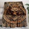 1 шт. Домашнее Портативное Абстрактное Викинг Животное Волк Одеяло - Ретро Стиль, Полиэстеровый Фланель, Всесезонное Использование, Смешанные Цвета,