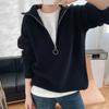 Hirsionsan Zipper Turn-down Collar Autumn Sweaters Women Cashmere Soft Loose Solid Female Knited Pullovers 2021new Thick Jumper