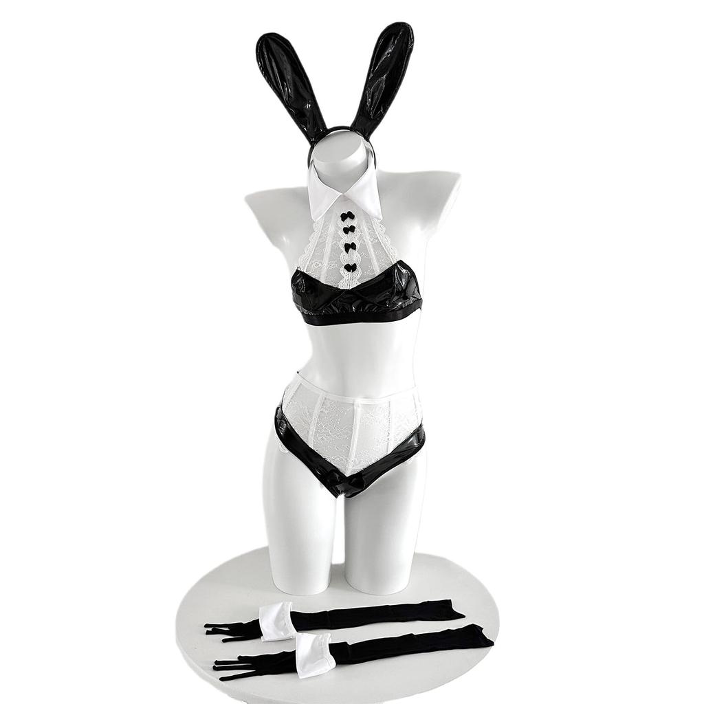 Сексуальный косплей девушки-кролика, кролик, ПУ кожа, моэ, эротическое эротическое нижнее белье, бодико, милый костюм, маскарад, фотография, Хэллоуин, один размер, повязка на голову, топы