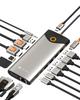 USB-хаб NOVOO Type-C со светодиодным индикатором, двойным расширением 30 см и выдвижной док-станцией с 2 портами USB-C 5 Гбит/с для данных, PD 100 Вт, быстрой зарядкой, слотами для SD/TF-карт и микрофоном для