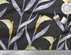 Soimoi Черный японский креп-сатин Ткань Листья Акварельный Принт Ткань на метр 42 дюйма