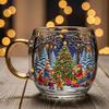 10oz Christmas Painted Mug Winter Scenery Painted Mugs Stained Glass Holiday Drinking Coffee Cup for Cafe Home Bar Decor