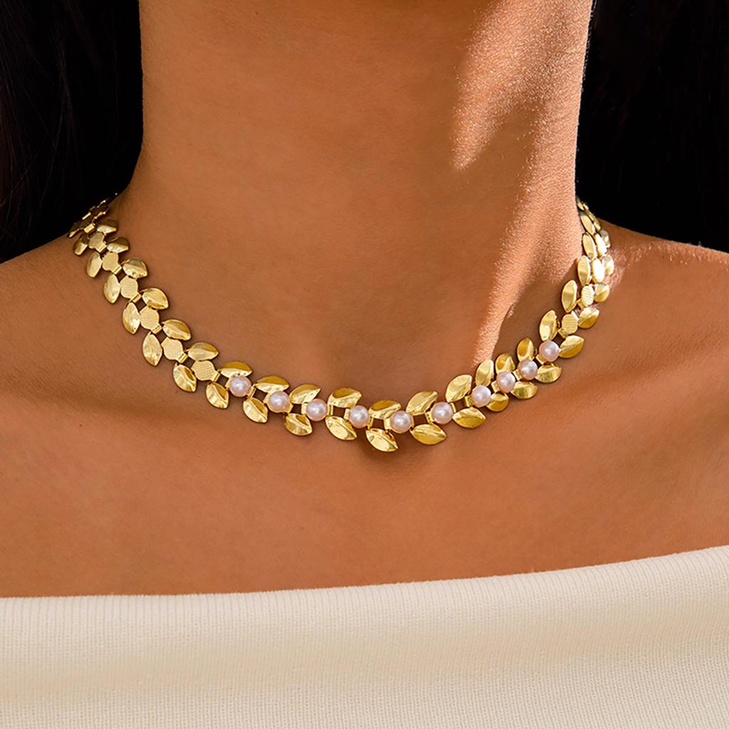 Хип-хоп Преувеличенное Тяжелый металл Толстая цепь Ожерелье Простая Полая Сетка Сплав Ключичная цепь