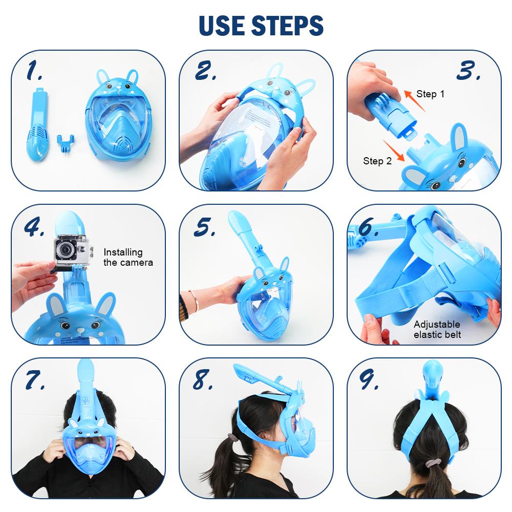 OLIKEI полнолицевые детские маски для подводного плавания мультяшная маска для плавания и дайвинга для детей противотуманные герметичные подводные очки безопасное дыхание