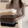 Open Finger Sweater Women's Turtleneck Skinny Jumper Winter Long Sleeve Thermal Pullover Soft Knit Top Versatile Fashion Pull