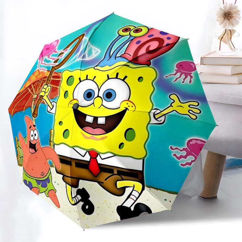 1pc SpongeBob SquarePants and Patrick Star Automatic Opening and Closing Umbrella, Portable Small Umbrella for Men and Women P090