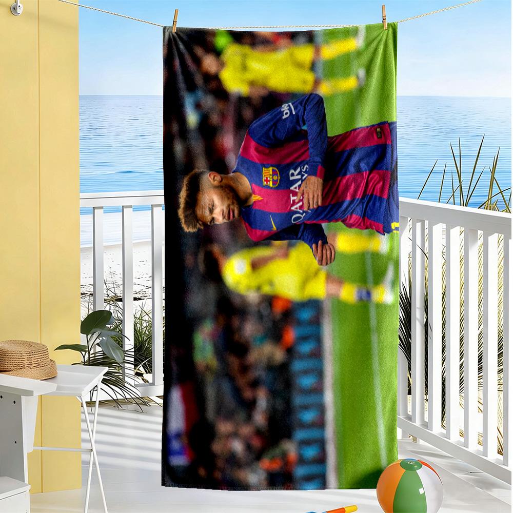 Brazilian Footballer Victory. Beach Towel Super Soft & Absorbent Comfortable Lightweight