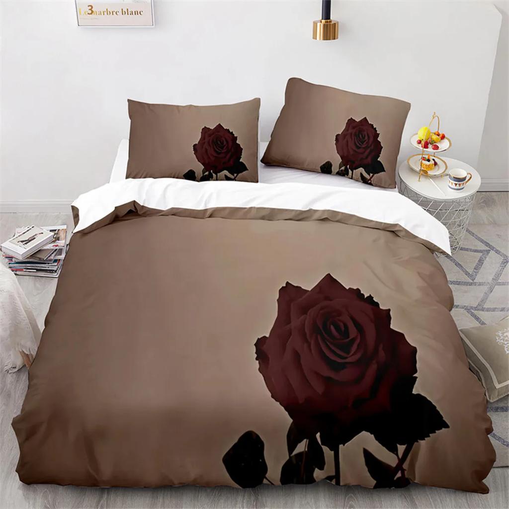 Romantic Rose Floral Duvet Cover Microfiber Quilt Cover for Girls Adults Teens Wedding Valentine's Day Bedroom Decorations Queen