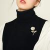 Women Brooch Hollow 3D Rose Flower Design Alloy Pin Suits Coats Sweaters Badge Commuting Dating