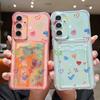 Красочная сумка-кошелек с рисунком сердца для Samsung Galaxy S24 S23 FE S22 Ultra A16 A55 A35 A25 A15 A06 A05 5G Прозрачный мягкий чехол из ТПУ