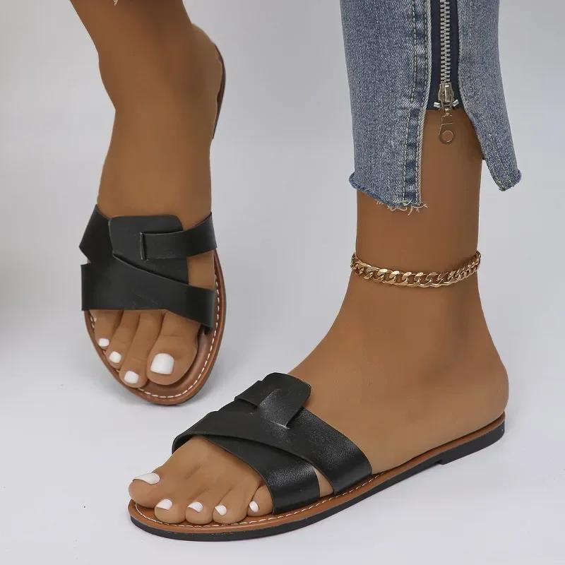 Распродажа женской обуви 2024 года, новые модные женские тапочки с леопардовым принтом, летние повседневные туфли на плоской подошве для прогулок на открытом воздухе, женские, Zapatos