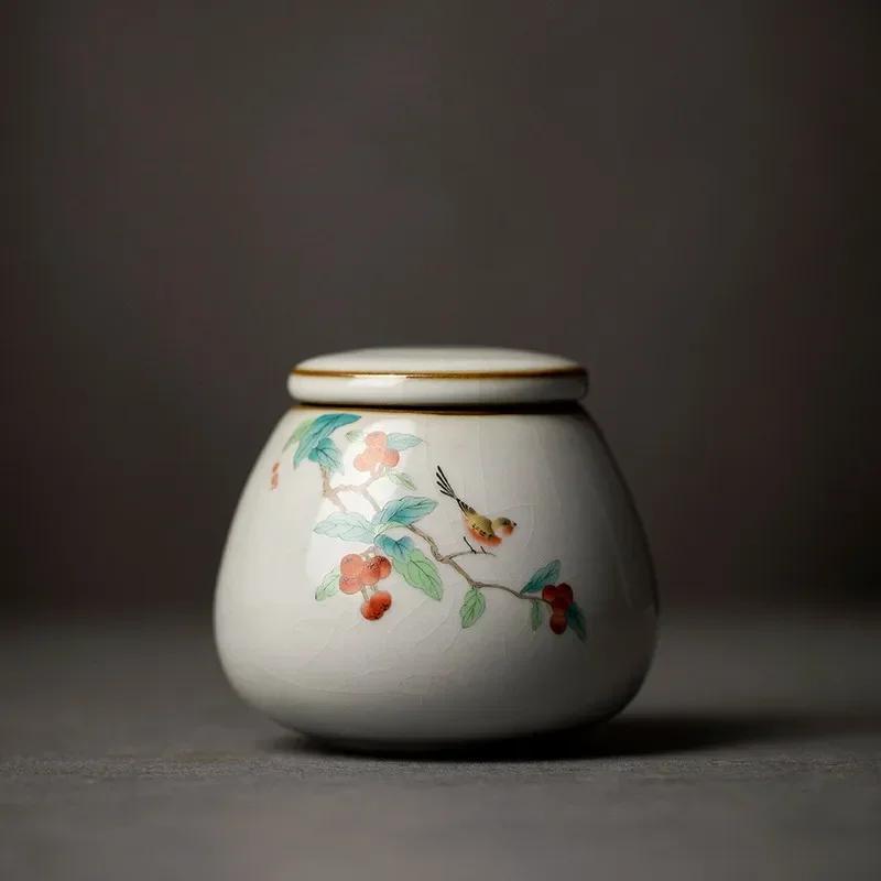 Ретро-керамическая чайная кабина Ru Kiln с милым рисунком кошки, переносная герметичная упаковка для чайных листьев, дорожная коробка для хранения чайных пакетиков, органайзер для специй