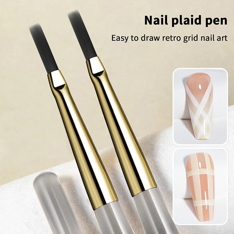 3Pcs Nail Art Brush Checker Nail Drawing Painting Line Brush Nail Art Tool Acrylic Painting Brushes Diy Design Manicure Tools