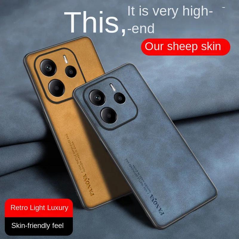 Кожаный противоударный чехол для телефона Skinsheep для Xiaomi Redmi Note 14 4G Note14 Pro + матовый силиконовый защитный чехол для камеры Redmi Note 13 12 14pro