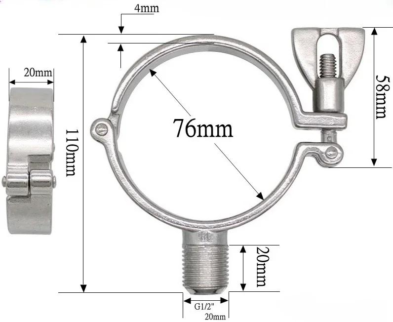 1/2" BSP Наружная Резьба X Fit 1/2" 3/4" 1" -12" Дюймов 12.7-305мм Диаметр Трубы Нержавеющая Сталь 304 Зажим-Кронштейн-Подвеска для Трубы Санитарный