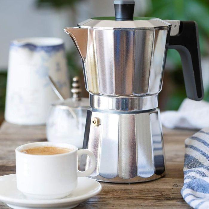 Cafetière Italienne - BRA 8559 - 12 Tasses - Aluminium - Argent - Infusion Italienne - Arrêt Automatique