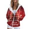 Женская рождественская печатная толстовка осень-зима с длинным рукавом кардиган куртка с карманами на молнии толстовка с капюшоном верхняя одежда