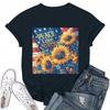 Women's Round Neck Casual Independence Day Printed Short Sleeve T-Shirt Top
