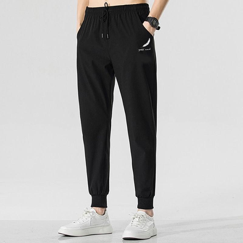 Повседневные брюки мужские тонкие летние с принтом свободные большого размера с завязками на щиколотках девять точек завязки на щиколотках спортивные брюки Харлан