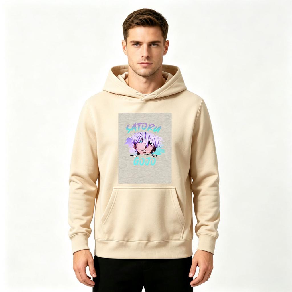 Men Casual Satoru Gojo Anime Print Pullover Hoodie Long Sleeve Streetwear Sweatshirt