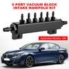 6 Port Intake Manifold Fuel Wastegate Boost Aluminum Alloy Inlet Outlet Universal Manifold Kit 1/8NPT Car Turbos Accessories