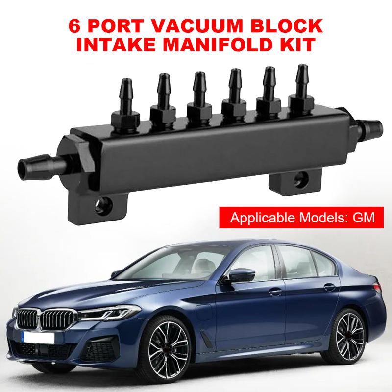 6 Port Intake Manifold Fuel Wastegate Boost Aluminum Alloy Inlet Outlet Universal Manifold Kit 1/8NPT Car Turbos Accessories