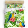 Green Parrot Animal Tropical Plant Flower 3Pcs Bedding Set For Double Bed Home Textile Duvet Cover Quilt Cover Pillowcase