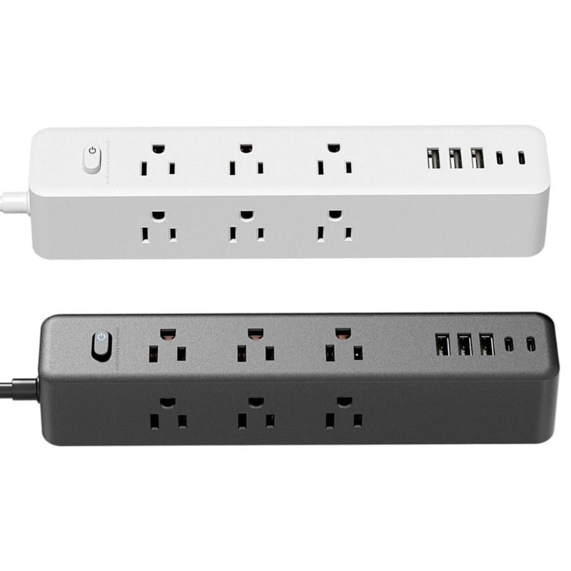 Flat Plugs Surge Protectors Power Strips 9Outlets 3USB/2 USB C Port Wall Mountable Design For Home Office Dorm Essential