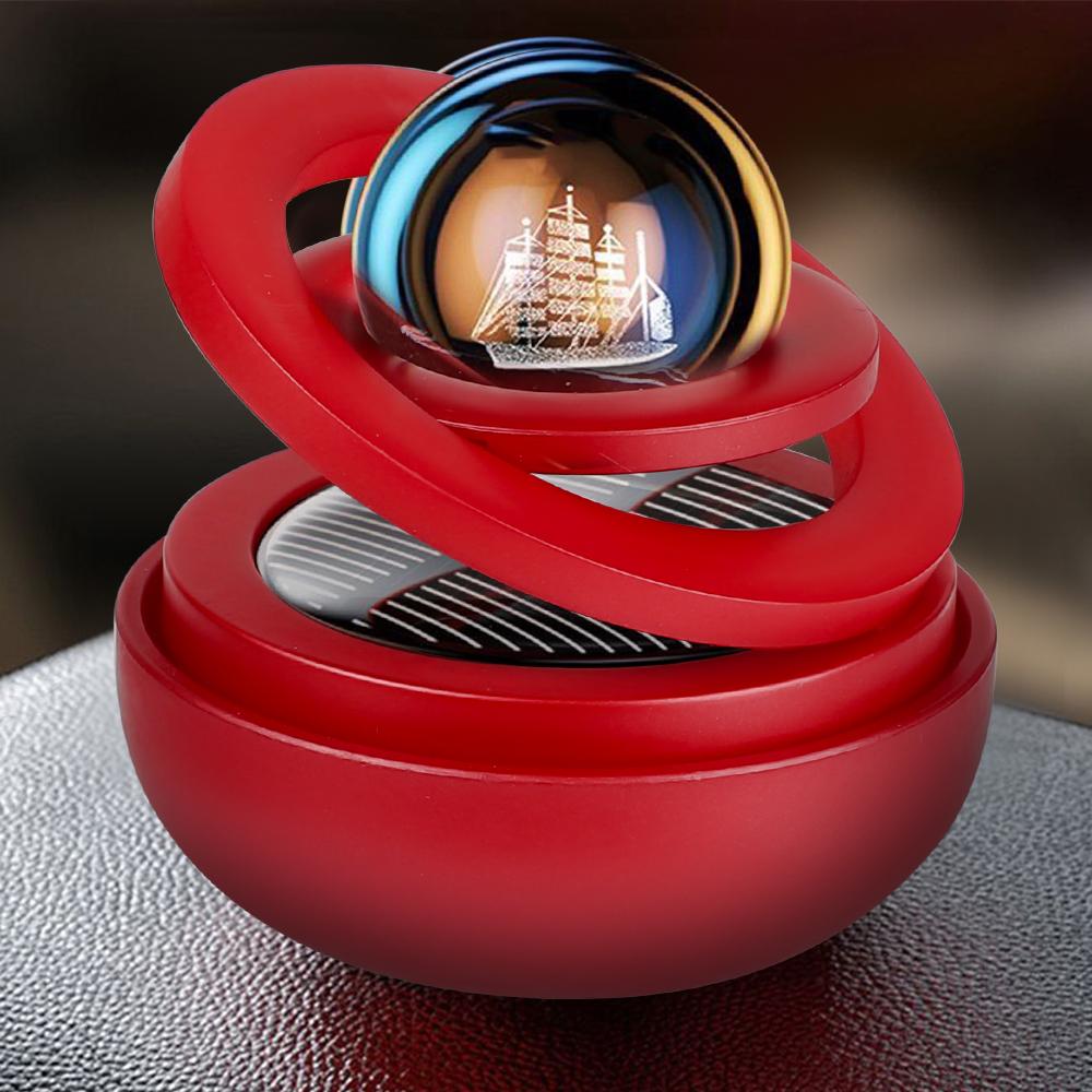 Solar Car Air Freshener Double Rings Rotary Suspension Rotating Aromatherapy Diffuser Dashboard Perfume Fragrance Auto Ornament