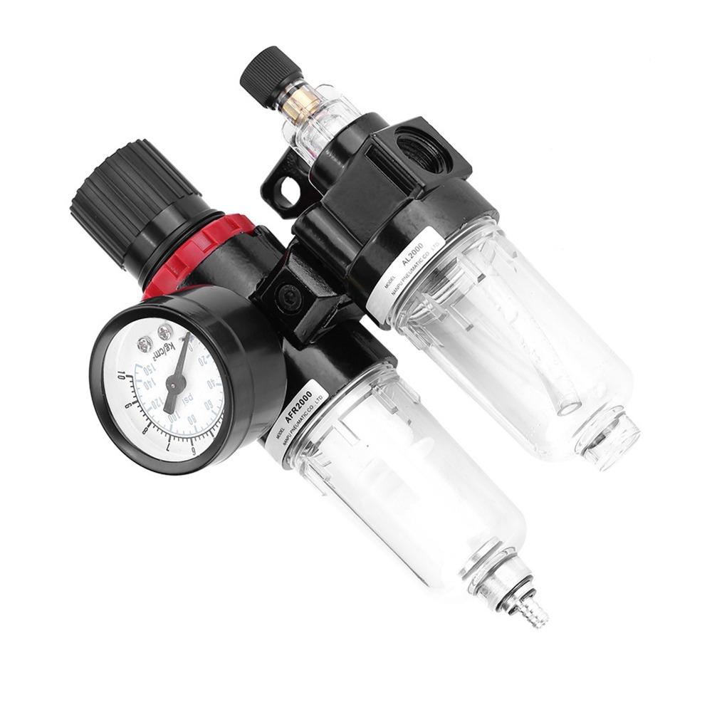 Black Air Filter Regulator Lubricator Semi-Auto Drain Valve Pneumatic Regulator Lubricator