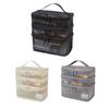 Mesh Cosmetic Bag Multi Layers Large Capacity Visible Zipper Closure with Handle Portable Classified Organization Travel Trip Makeup Storage Bag