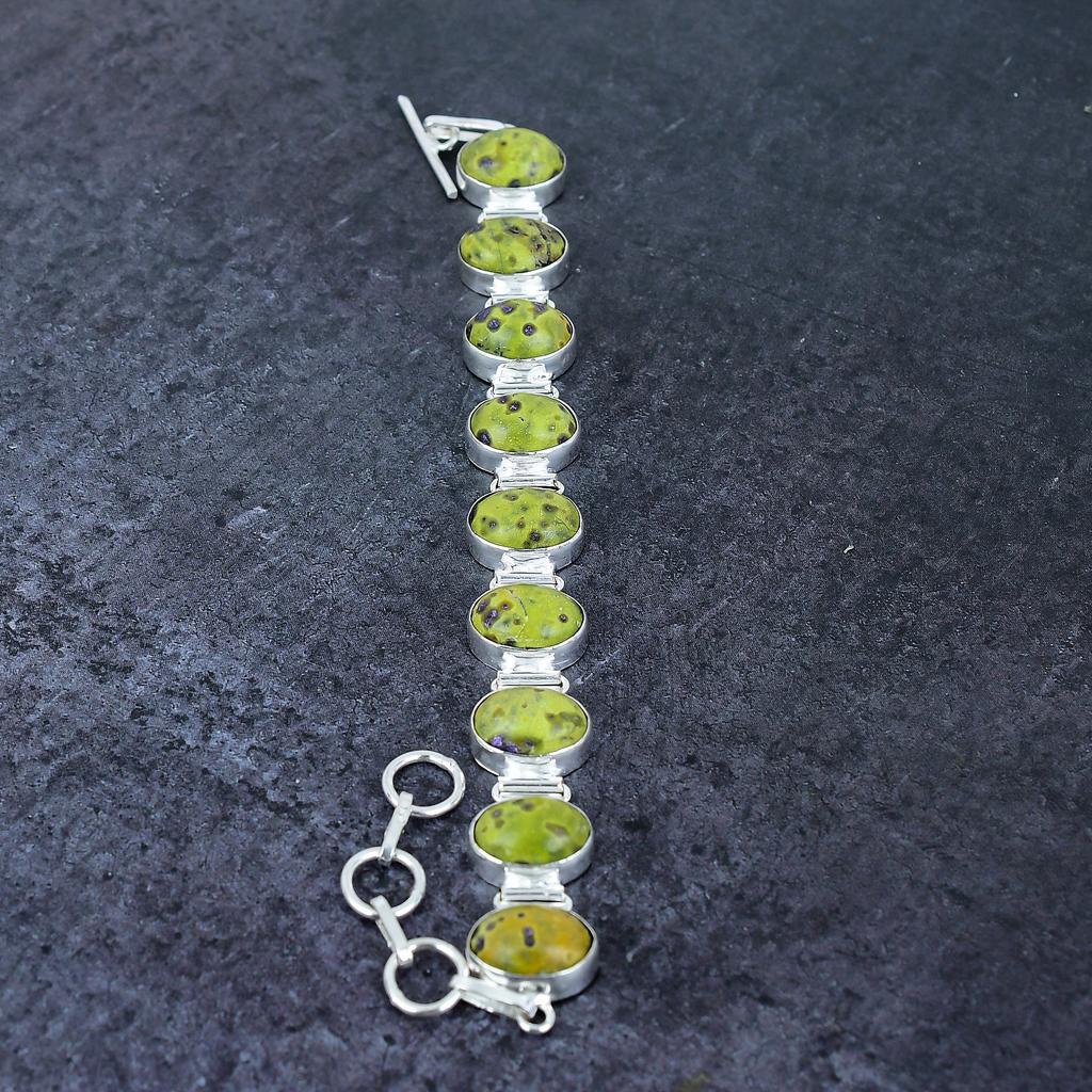 Браслет из натурального камня стихтит, ручной работы, из стерлингового серебра 925 пробы, 7-8 дюймов, a4A66