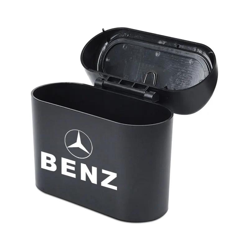 AAUT1 Car Trash Can Storage Box Vehicle Multifunctional Garbage Dust Case Stickers For Mercedes Benz A B C E S AMG CLA CLK GLA