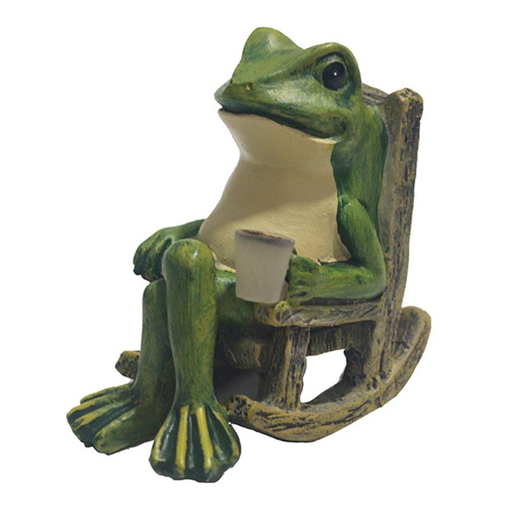 Creative Solar Powered Frog Night Light Waterproof Resin Frog Sculpture Patio Landscape