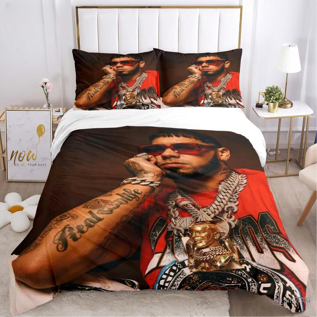Anuel Aa Рэпер Хип-хоп Певец Всесезонное Постельное Белье Пододеяльник Комплект Постельного Белья Мягкий Чехол на Одеяло и Наволочки Подростковый Односпальный_Двуспальный_Queen_King