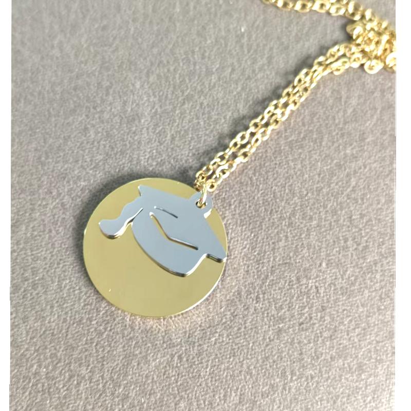 10pcs lot 304 stainless steel Round Dis With Hat gold steel color pendant necklace