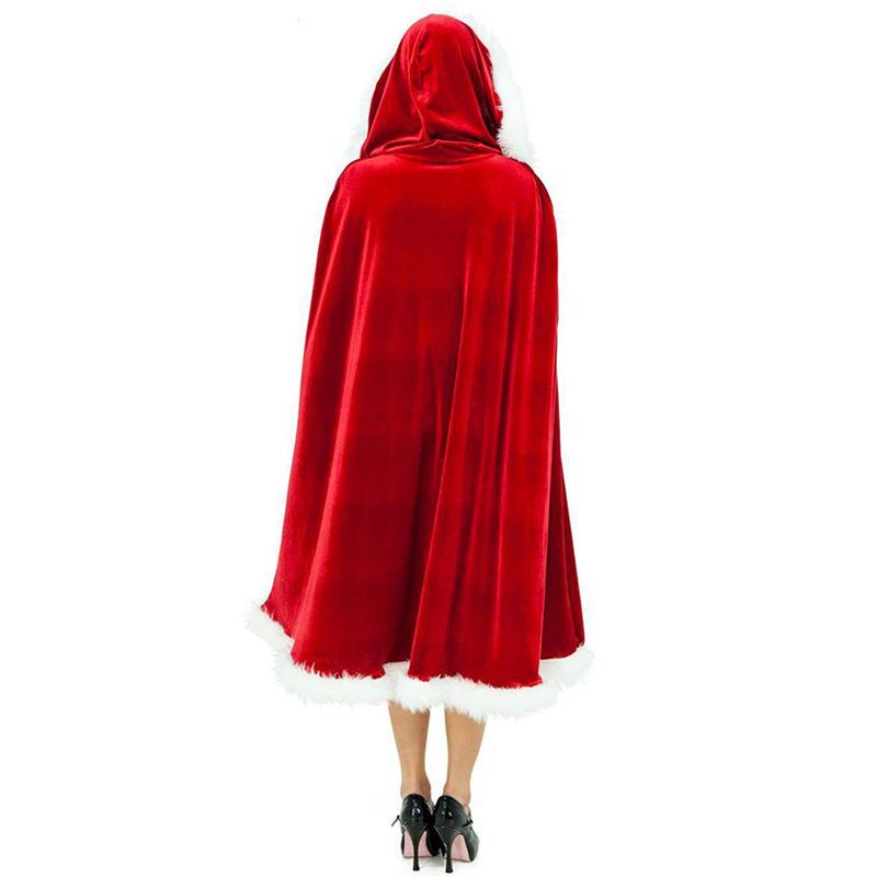 Christmas Gold Velvet Cape Costume for Adults: Men's Santa & Women's Little Red Riding Hood Cloak