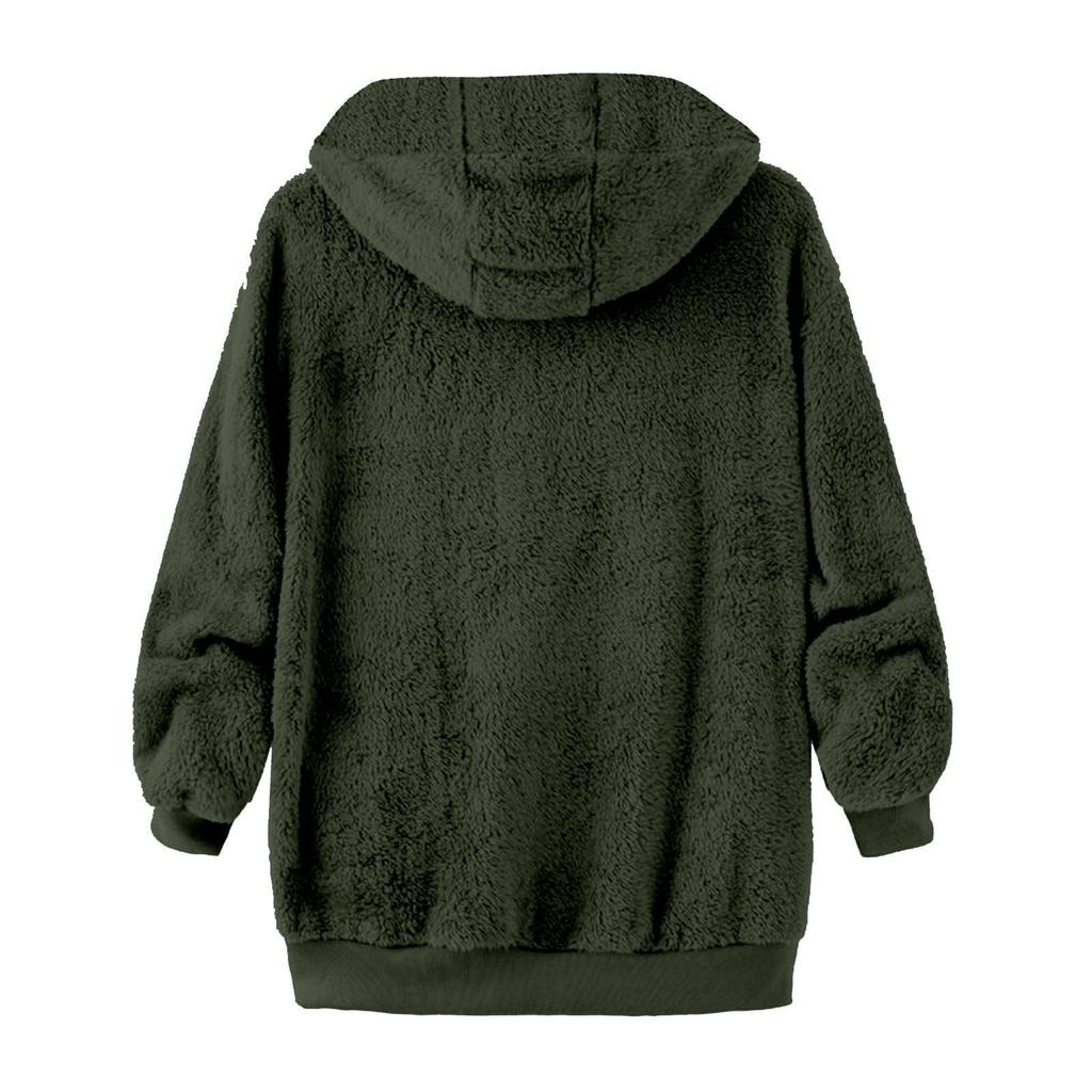 Men's Fashion Solid Color Patchwork Sweatshirt Loose Double-sided Velvet Warm Jacket Zipper Outerwear