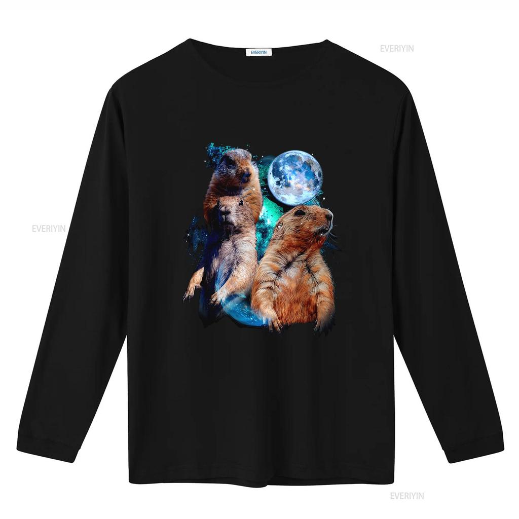 Unique 3 Moon Prairie Dog Art T Shirt Perfect for Rodent Squirrel Puppy Lovers vintage Washed Unisex designer clothes Stylish
