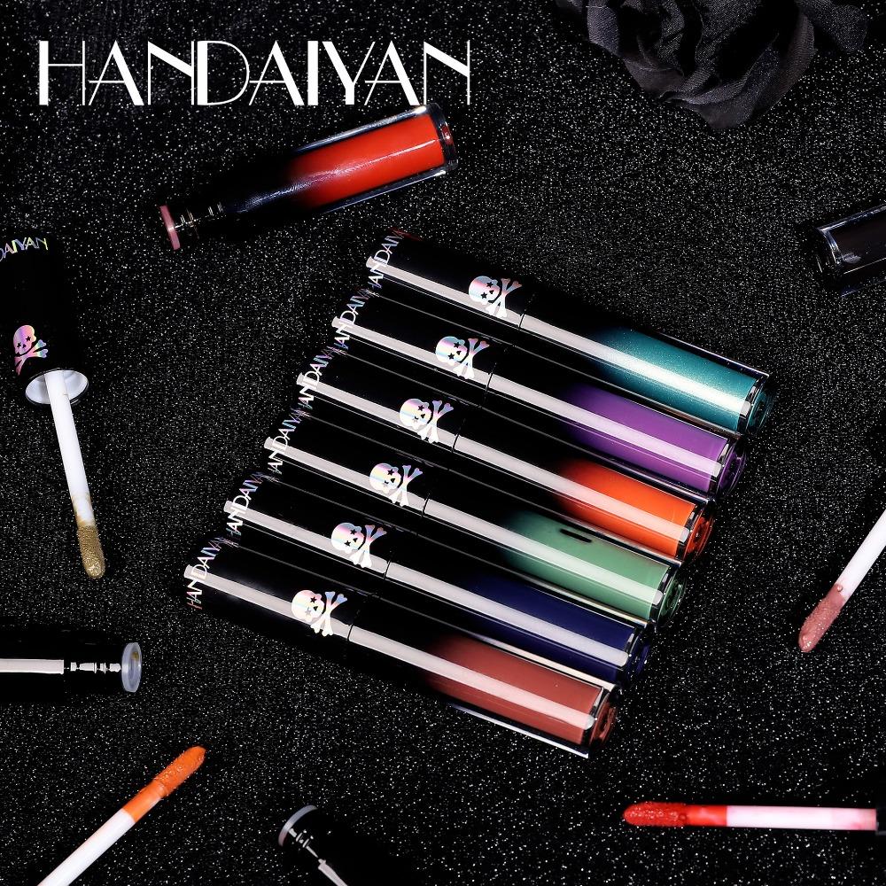 HANDAIYAN Halloween Matte Lip Glaze Set Gothic Velvet Lip Gloss Festival Celebration Red