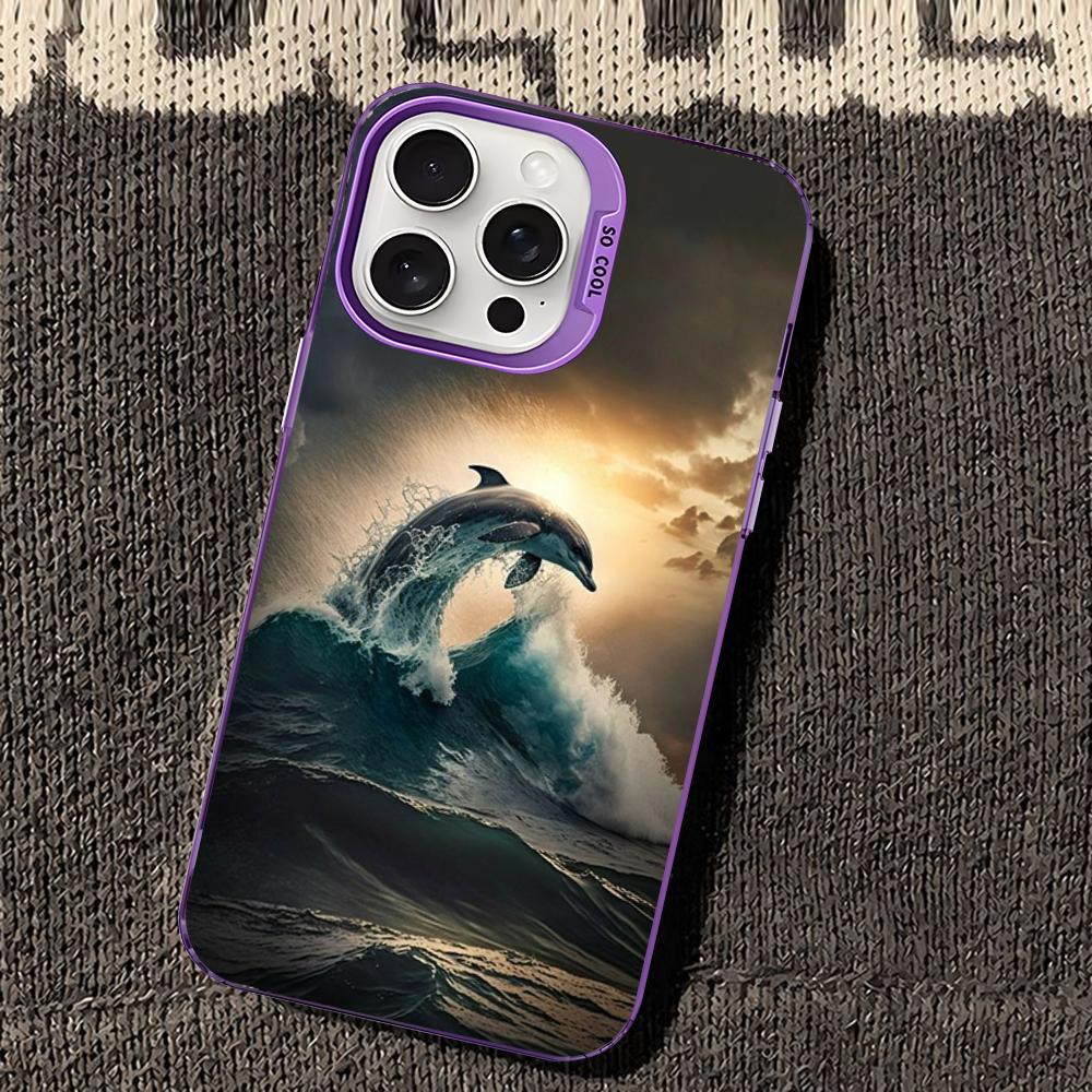 Милый чехол для телефона с дельфином и морскими животными для iPhone 16 15 14 13 12 11 Pro Max X XR XSMAX 8 7 Plus Матовый противоударный задний чехол