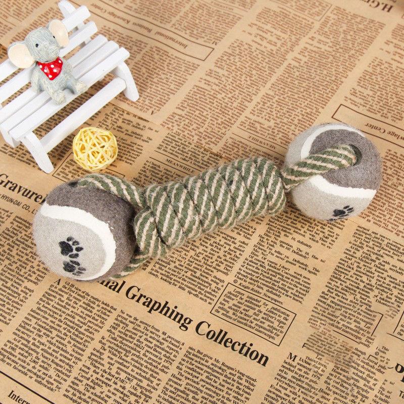Pet Supplies Dog Toys Fun To Relieve Boredom Cotton Rope Ball Tennis Dumbbell Teething Rope Scratch-resistant and Bite-resistant Knot