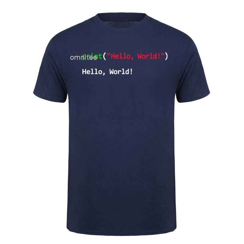 Футболки Hello World Программист Хлопок Уличная одежда Короткий рукав Смешные подарки Футболка с языками программирования Унисекс HJ016