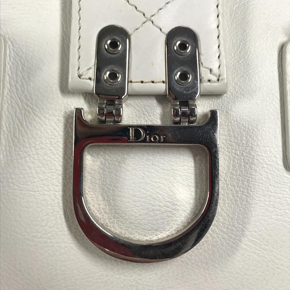 Dior Сумка с логотипом D Верхняя ручка Ширина сумки Пряжка D Ручная сумка Кожа Белый