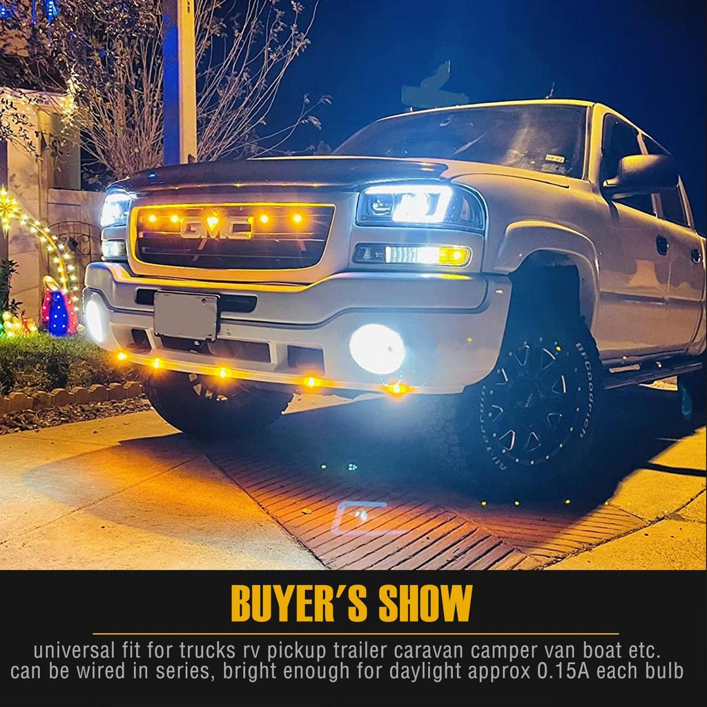 12V Waterproof IP68 Universal Signal Light 3/4" Round Trailer Side Marker Light Truck Clearance Lights Truck Turn Signal Lamp