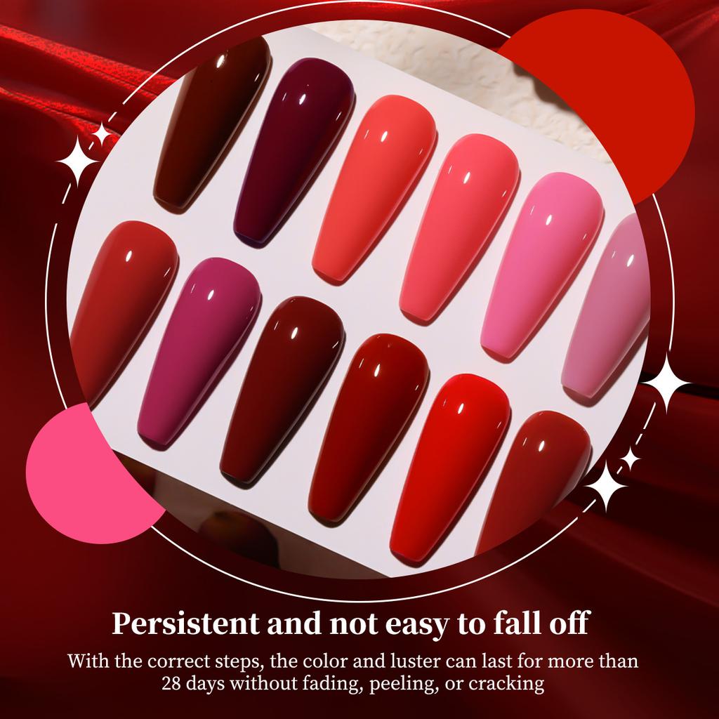 Популярный цвет Вишнево-красный True Red Solid Color Series Отбеливающий долговечный лак для ногтей Клей Фототерапия